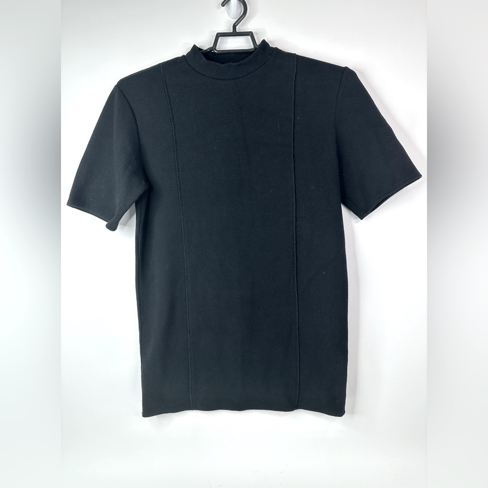 ZARA Women’s Sz Medium Mock‎ Neck Jersey Sweater Dress Short Sleeve Black